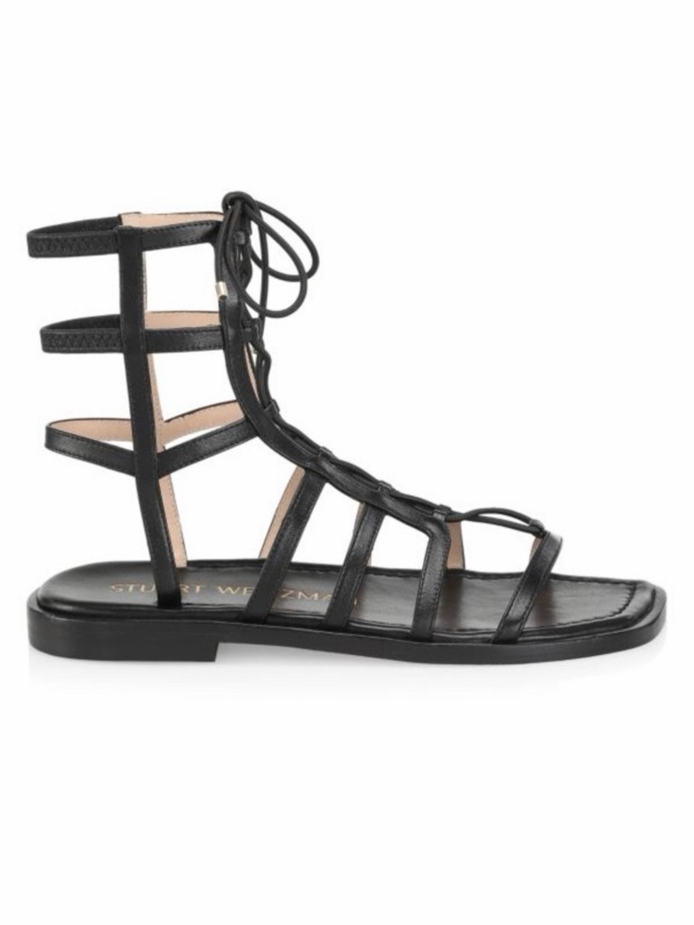 STUART WEITZMAN Kora Black Lace-Up Leather Gladiator Sandals size 6.5